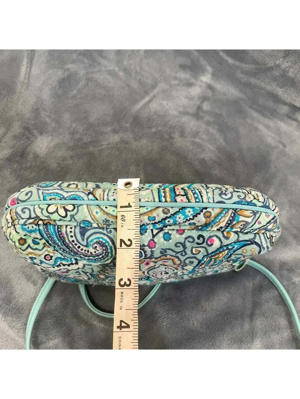 Vera Bradley RFID All in One Crossbody Bag Quilted Paisley Turquoise Blue Wallet